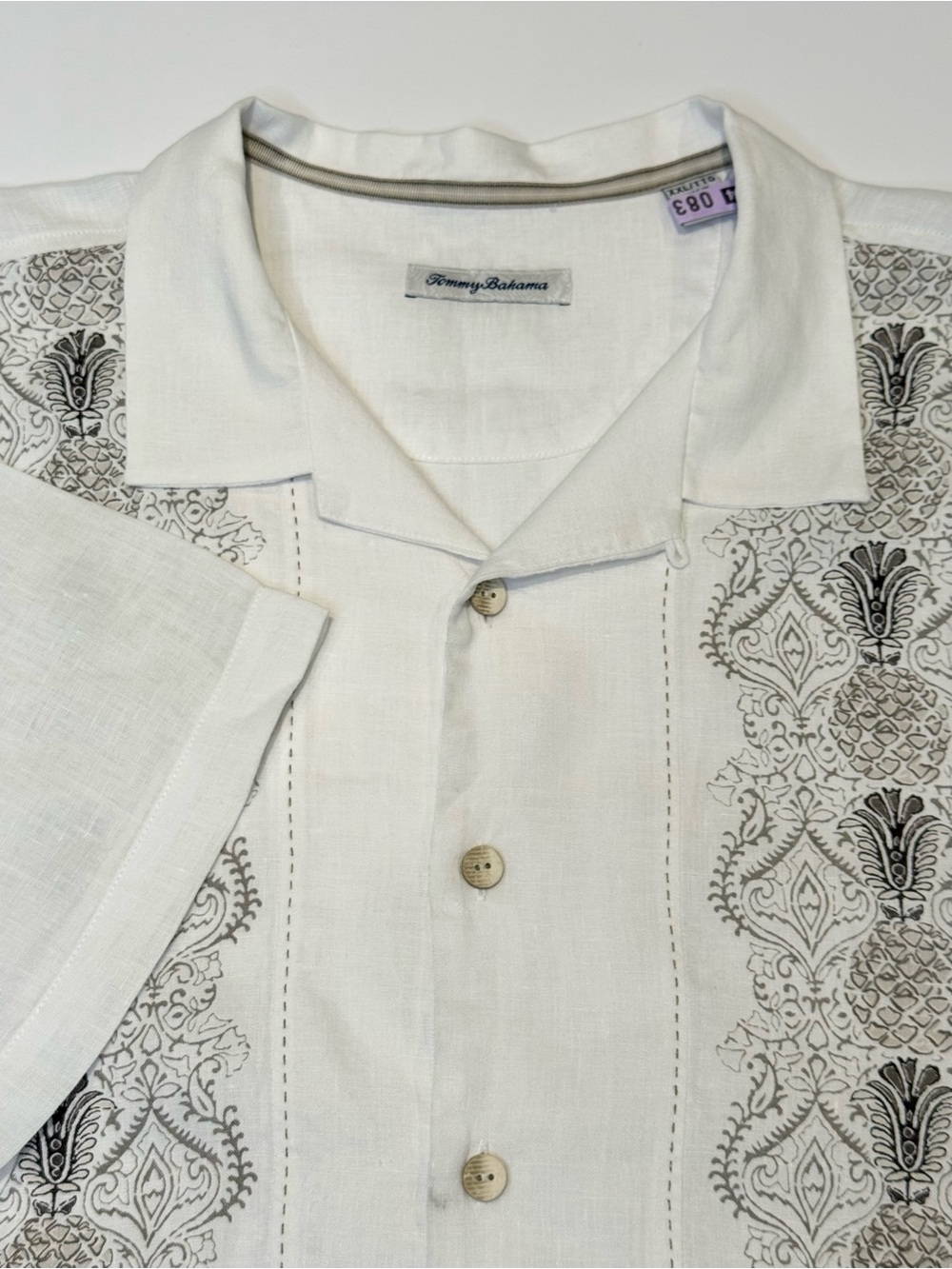 Tommy Bahama Men's XXL Noble Pineapples 100% Linen Camp Shirt Artist Series